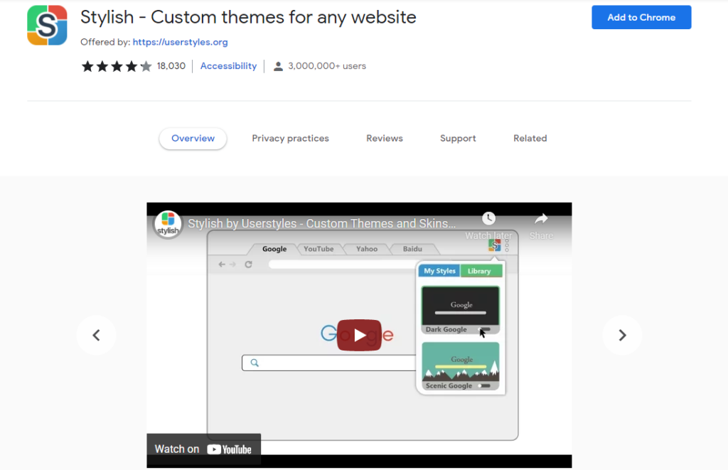 Stylish - Custom themes for any website – Get this Extension for